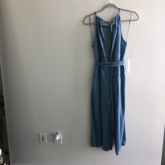 River Island Culotte Cropped Leg Jumpsuit | Blue - Picture 5 of 7